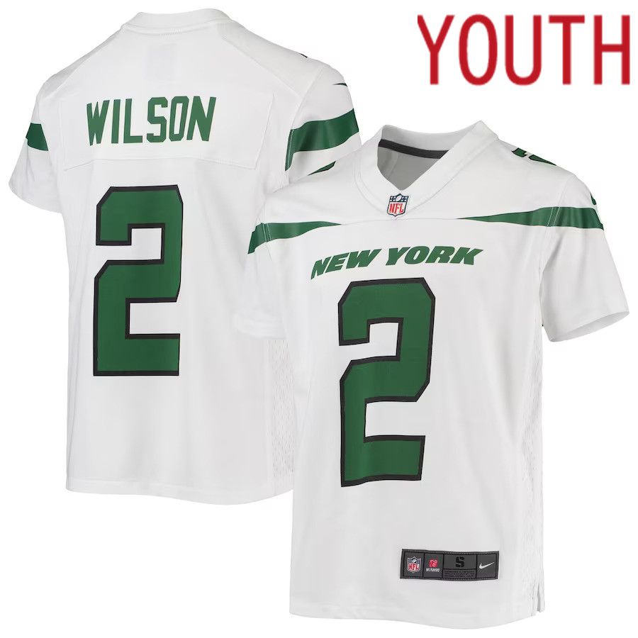 Youth New York Jets 2 Zach Wilson Nike White Game NFL Jersey